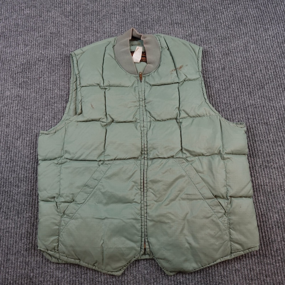 Vintage Eddie Bauer Vest Mens 42 Green Goose Down Puffer Full Zip Outdoor 80s